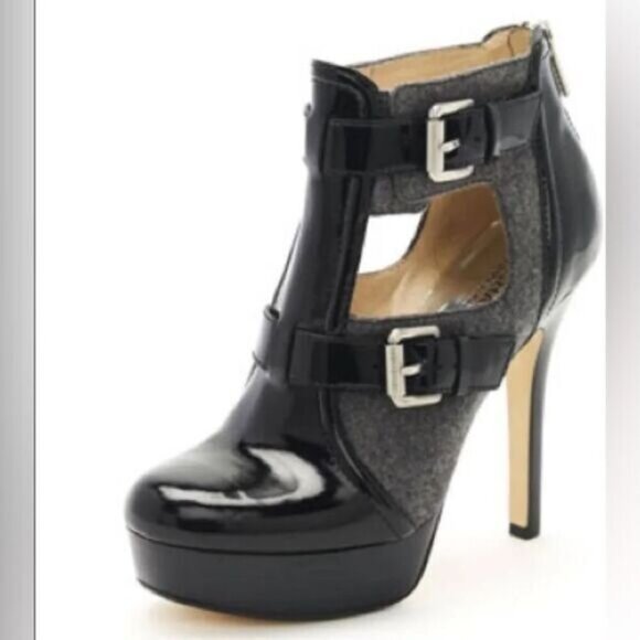 MICHAEL Michael Kors Shoes - Michael Kors Sophia Flannel/Patent Platform Bootie 9.5 Black